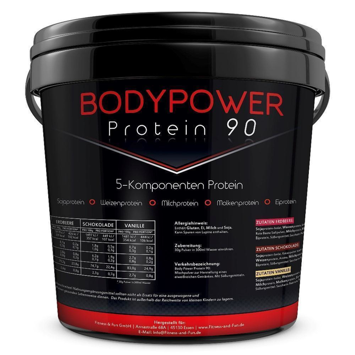 Body Power Protein 90 5kg Eimer Schoko