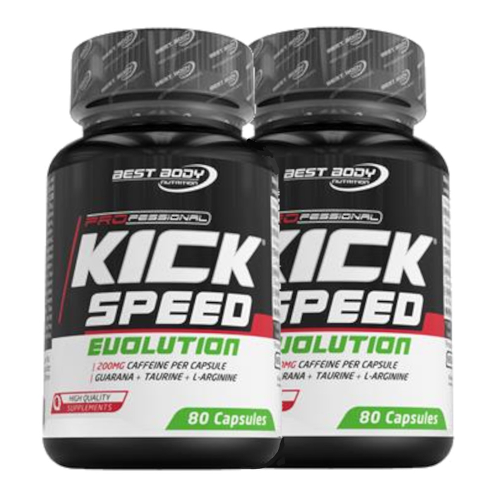 (16,96 Eur/ 100 G) Best Body Kick Speed Evolution 2 x 80 Capsules Can