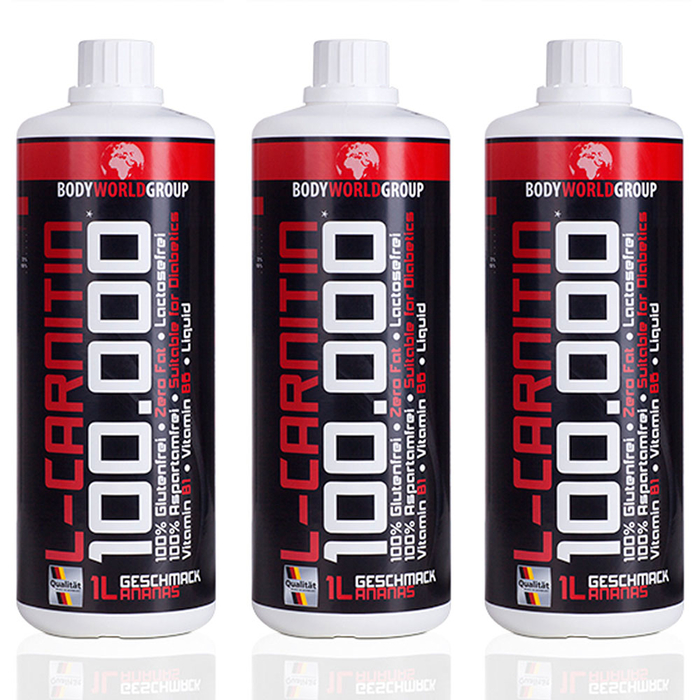 Bodyworldgroup L-Carnitin Liquid 100.000 3 x 1000ml Muscle Line rote Flasche