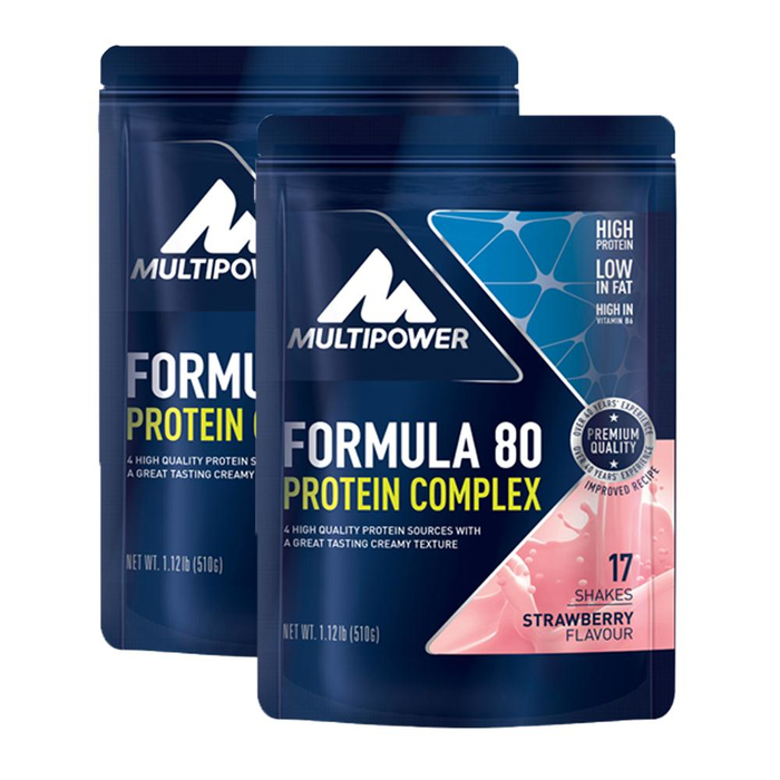 Multipower 2 x Formula 80 Protein Complex 510g Beutel Erdbeere