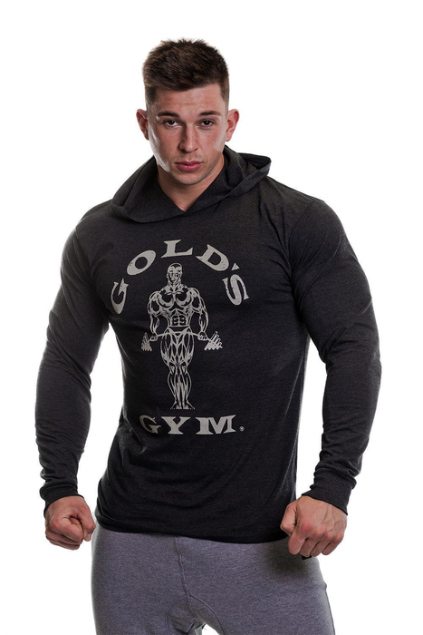 Golds Gym Muscle Joe Long Sleeve Hoodie Mens Grey Fitness Size S-XXL