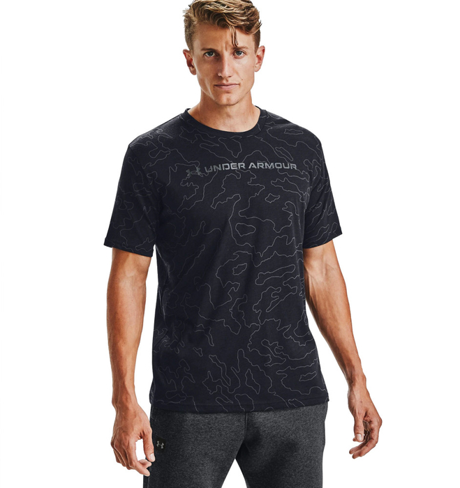 Under Armour All Over Wordmark T-Shirt Black Jet Gray M
